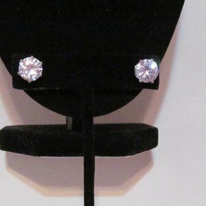 Large silver tone diamond czs sparkle pierced earrings